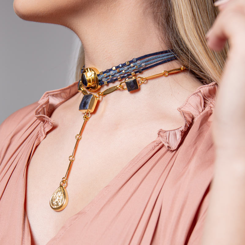 Blue Lotus Flower Choker