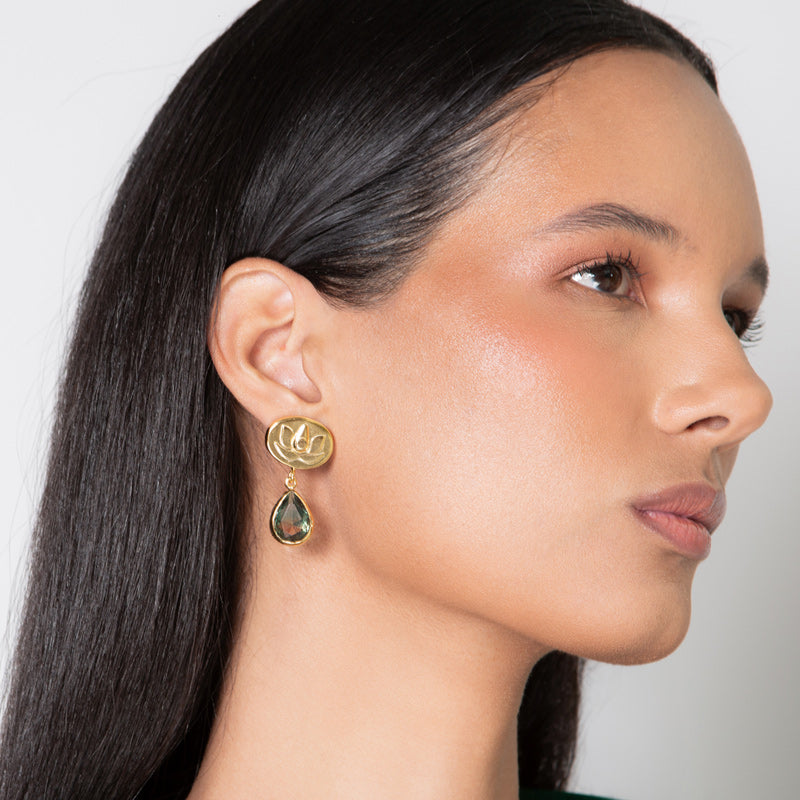 Blue Lotus Flower Drop Earrings