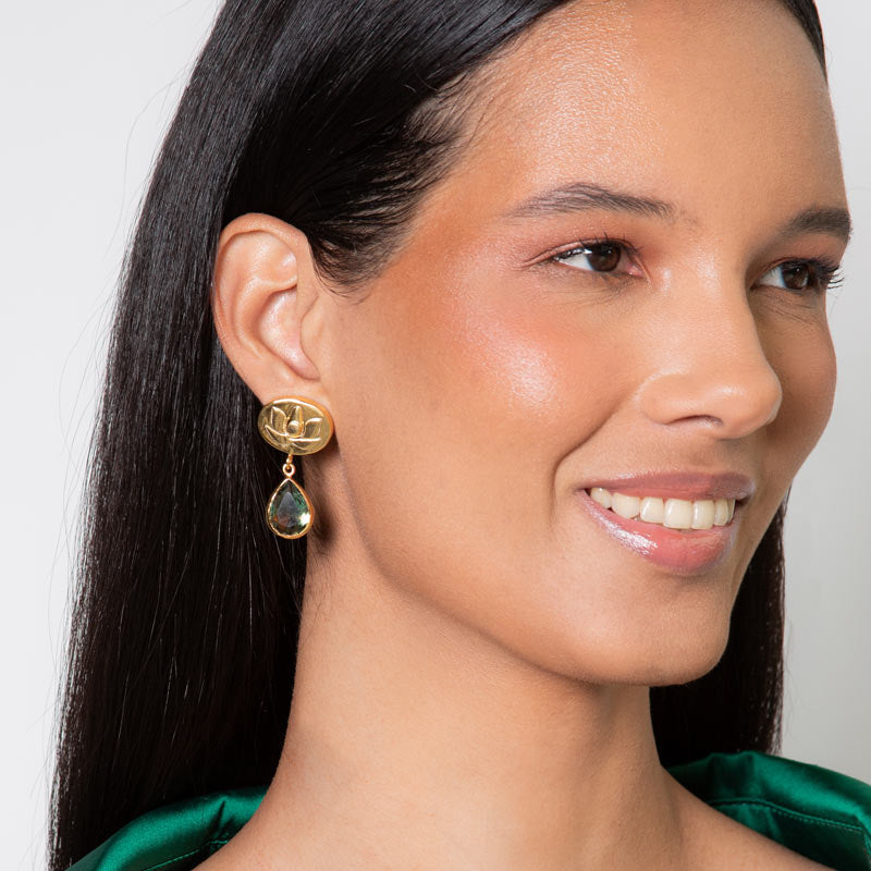 Blue Lotus Flower Drop Earrings