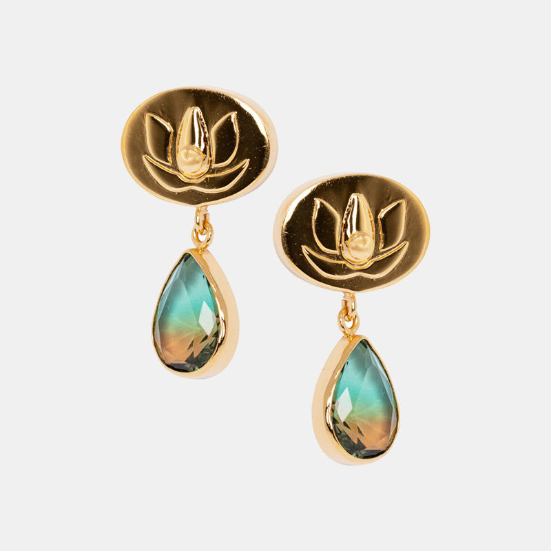 Blue Lotus Flower Drop Earrings