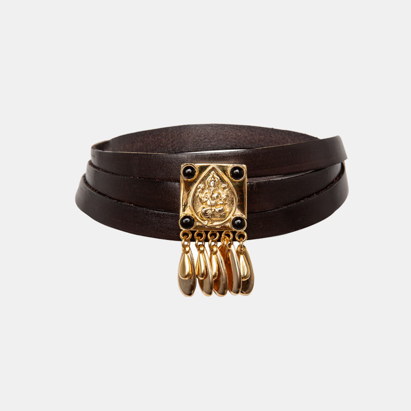 Leather Ganesha Choker