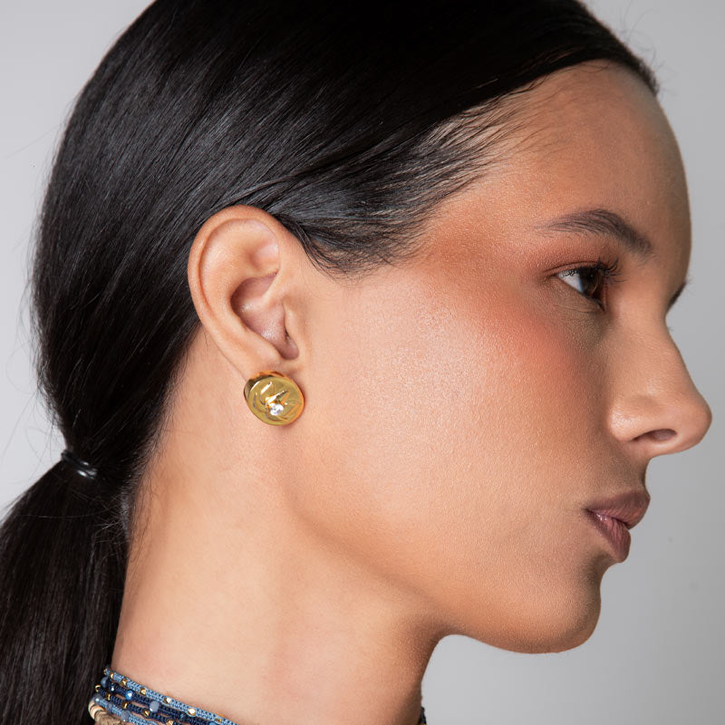 Blue Lotus Flower Stud Earrings