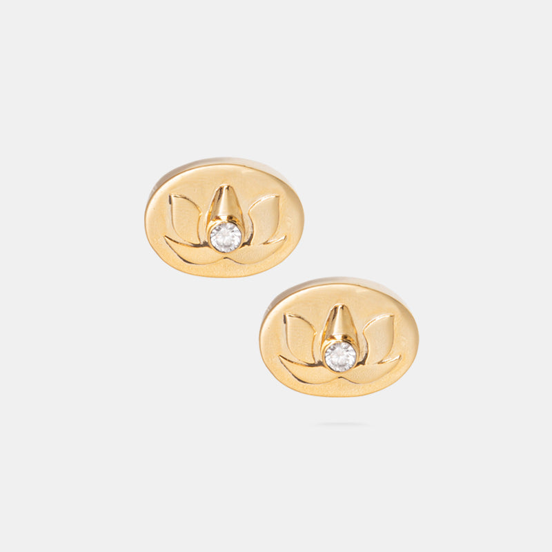 Blue Lotus Flower Stud Earrings