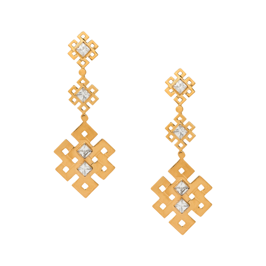 Maxi Endless Knot Earrings W/Stone